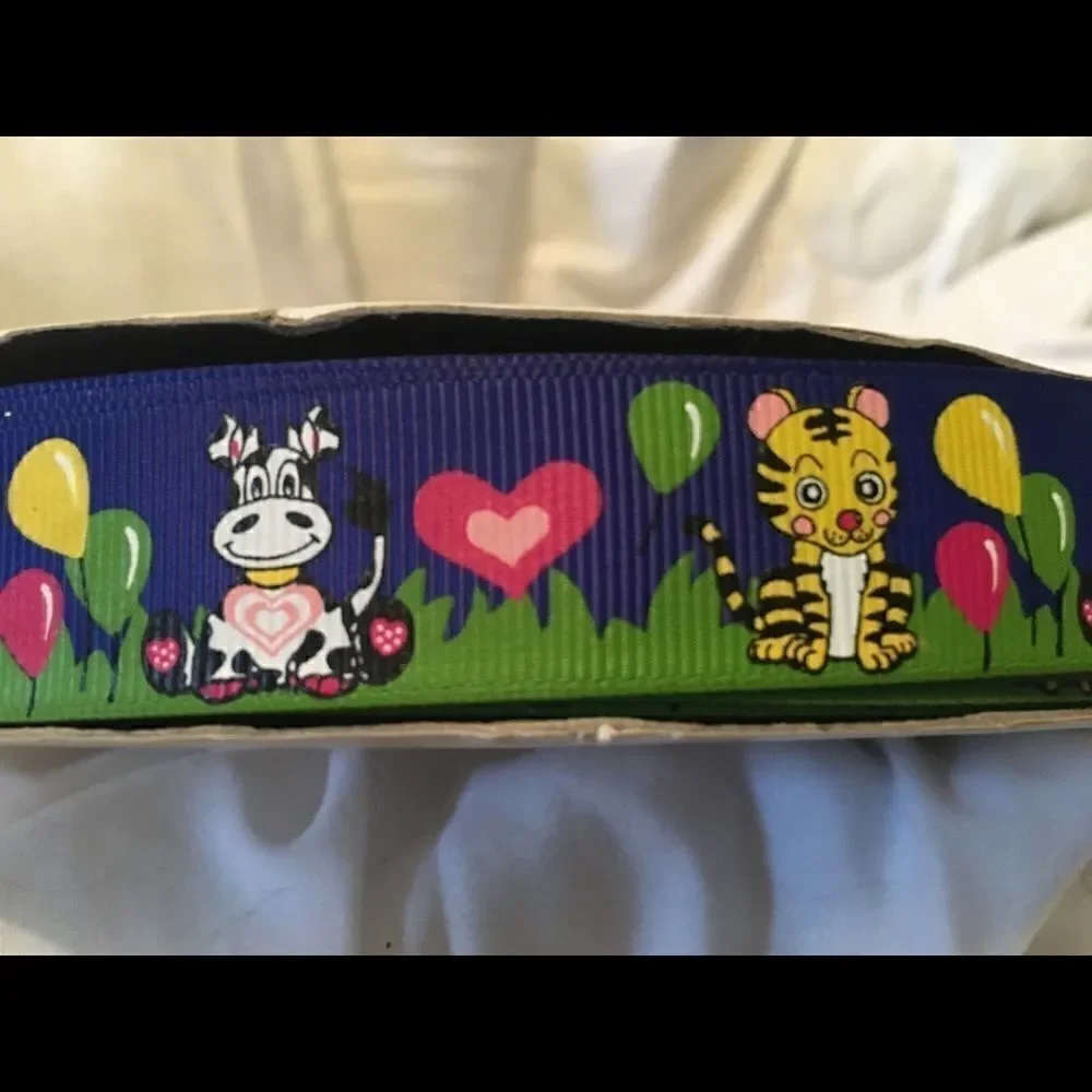 Grosgrain Ribbon 7/8” 5 yards 5/$20 Zoo party balloons cow dog birthday hearts